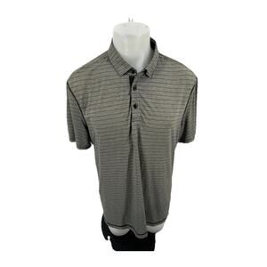 Lululemon Chip Shot Polo Shirt Men XL Gray Striped Golf Vented X Static L23v